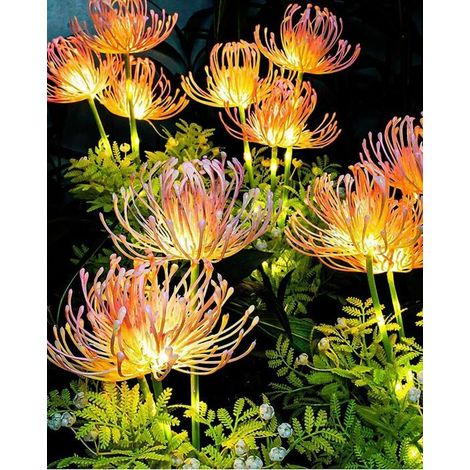 4 pièces lampe solaire jardin, fleur LED étanche IP65, tiges flexibles pour pelouse et patio