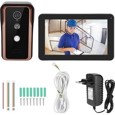 Sonnette vidéo WiFi 9 pouces, interphone de porte avec télécommande, sécurité domestique, prise EU 100-240V (1/5)