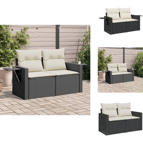 Canapé de jardin avec coussins 2 places noir résine tressée - Canapé De Jardin - Salon De Jardin - Meuble De Jardin - Résine Tressée - Rotin Synthétique (1/5)