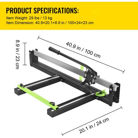 Mophorn 31 Zoll blauer manueller Fliesenschneider mit präziser Laserpositionierung, rutschfester Gummioberfläche, Einzelschiene und Halterung, ideal für Bodenfliesen aus Porzellan und Keramik