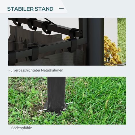 Pavillon 3x3 m avec parois latérales et double toit, tonnelle de fête en métal gris anthracite, imperméable et stable pour jardin et réceptions extérieures (1/5)