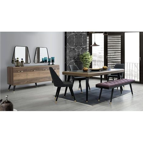 Comedor completo MELISA con 2 sillas madera y negro