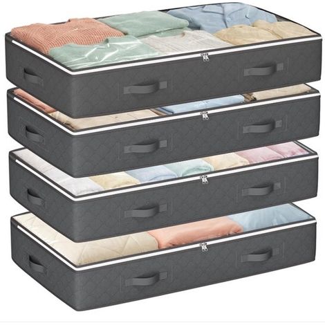 Ensemble de 4 pièces : housse à vêtements, sac de rangement, valise de rangement pour vêtements, sac de rangement pour couette, housse à vêtements, organisateur de penderie. Gris. Dimensions : 100 × 5 (1/5)