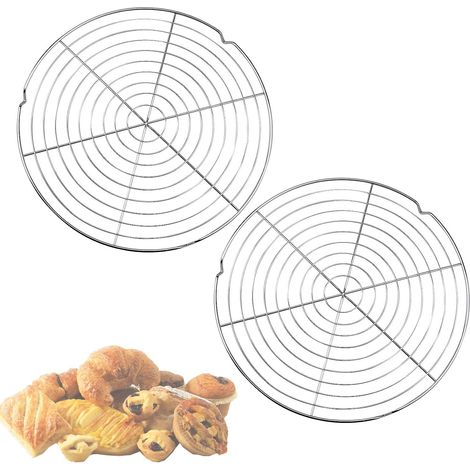 Rack À Gâteaux - Grille De Refroidissement Ronde En Acier Inoxydable - Pour Pâtisserie Café Restaurant - 31 x 31 x 2 cm - 2 Pièces (1/5)