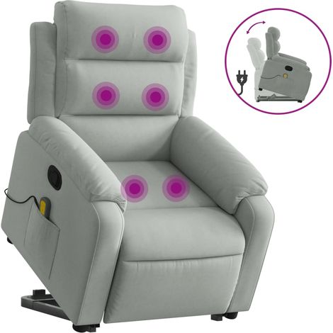 Maison Exclusive - Massagesessel mit Aufstehhilfe Hellgrau Samt