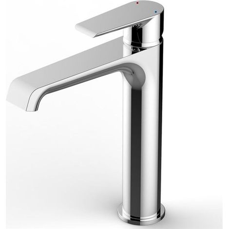 Robinet de salle de bain mitigeur haut pour vasque lavabo 24 cm chromé brillant