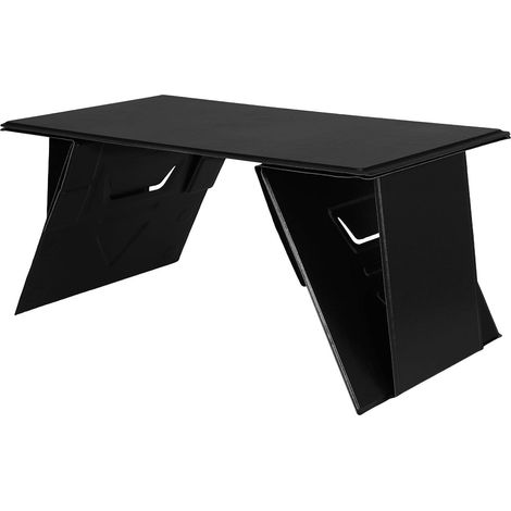 Support Pliable pour Ordinateur Portable avec Planche en Bois Dense Portable en Cuir PU Noir Léger et Moderne, pour Espaces de Travail Flexibles et Bureaux (1/5)