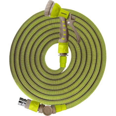Sets Tuyaux Jardibric Etirables Rétractables Usage Intensif 7,5 à 22,5m avec Raccord et Pistolet 7 Jets