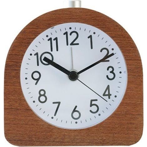 Analog Wooden Alarm Clock - Classic Hand Clock with Time, Alarm, Snooze, and Light Functions - Dark Wood - LIAIKI (1/5)
