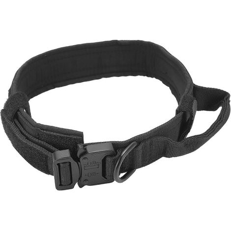 Collier pour chien ajustable en coton résistant pour chiot avec boucle en métal, noir, taille L