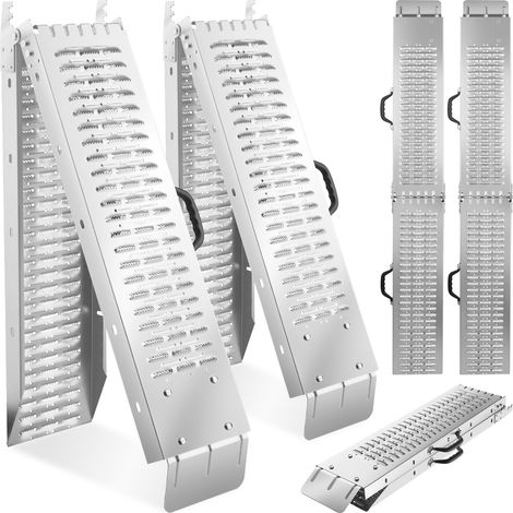 Rampes d'accès lot de 2 surface perforée antidérapante en acier argent