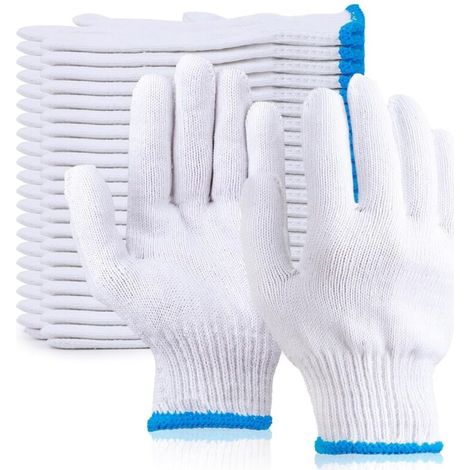 Gants blancs pour hommes et femmes, 12 paires de gants de cuisine, adaptables aux grillades, à la cuisine, aux fours, aux fours, etc. (1/5)