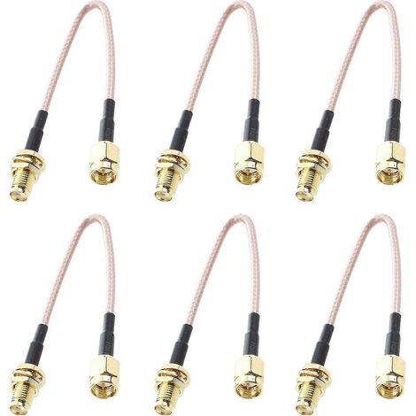 6x SMA-Buchse/SMA-Stecker F/M Antennenanschlusskabeladapter Schwarz + Gold (1/4)