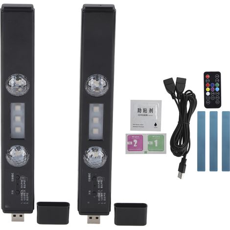 Bande LED rechargeable USB pour voiture, éclairage d'ambiance intérieur avec télécommande