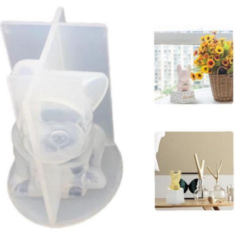 Moule À Bougie Chien - Silicone Alimentaire - Pour Fabrication Bougies Savons Résine - 7,8 x 6 cm - Blanc - 1 Pièce (1/4)
