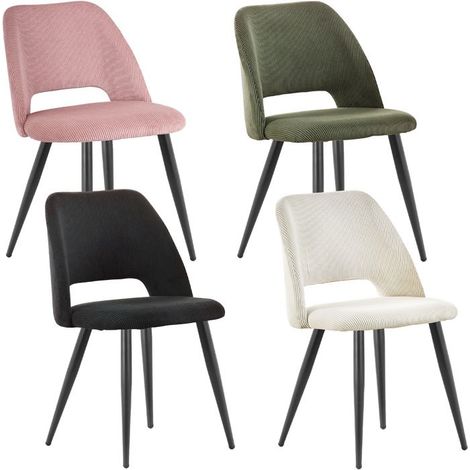 Chaise salle à manger - WAFTING - Modèle velours - Lot de 4 - Scandinave - Pieds métal (1/5)