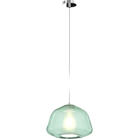 Sospensione Contemporanea Double Skin Alpha Metallo Cromo Vetro Verde 1 Luce E27