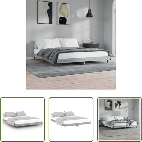 vidaXL Cadre de lit sans matelas - Cadre de lit sans matelas sonoma gris 160x200cm bois ingénierie (1/5)