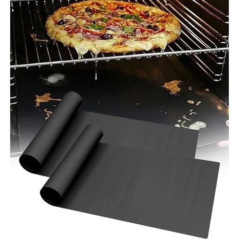 Revêtement de Four Grand Format, Plaque Feuille de Cuisson Four Accessoire, Papier BarbecueAnti-Adhérent Nettoyable, Cuisson Barbecue Tapis Anti-adhérent four en Téflon pour le Fond du Four à Gaz (1/5)