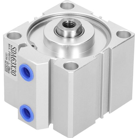 Vérin pneumatique double effet fin SDA63X30, alésage 63mm, corps en aluminium, équipement industriel compact (1/5)