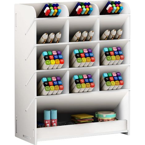 Organisateur de Bureau Porte-crayon, Boîte à stylo de Bureau Multifonctionnelle pour Rack de Rangement de Fournitures Scolaires de Bureau à(Blanc) (1/5)