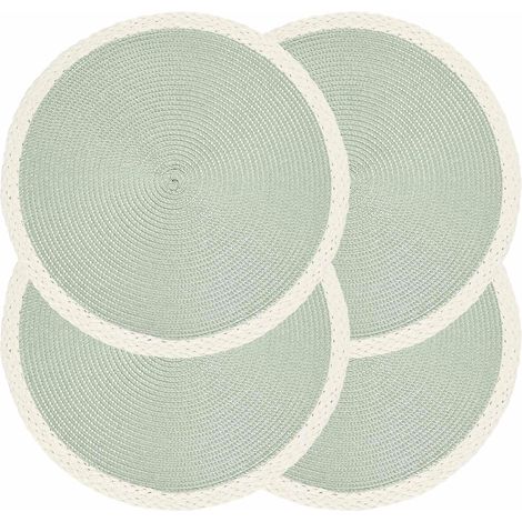 Lot de 4 sets de table ronds tressés, 38,1 cm, sets de table tissés, antidérapants et lavables pour décor de table de cuisine/salle à manger (Vert menthe, 4)'03 Vert Clair 4 pcs'03 Vert Clair'4 pcs
