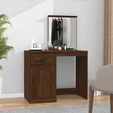 vidaXL Coiffeuse et miroir chêne marron 90x50x132,5 cm bois ingénierie (1/5)