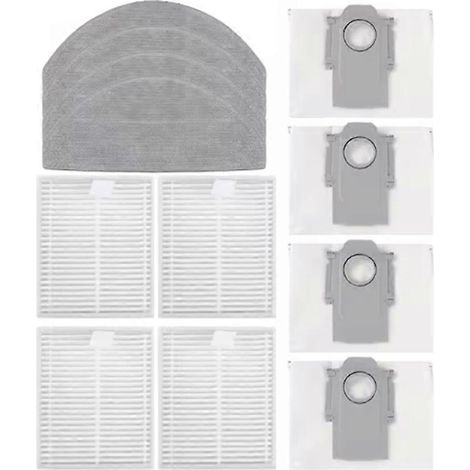 Lot de 12 pièces pour aspirateur M5+ / L5+ / TF+ / Q7T+ Plus : filtre HEPA, chiffon de nettoyage et sac à poussière (1/5)