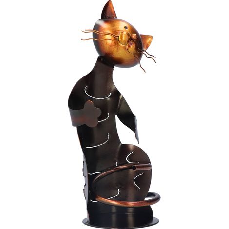Étagère à vin en forme de chat, sculpture en métal, objet de décoration pratique et artisanal. (1/5)