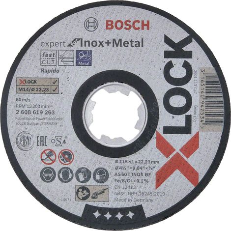 Bosch Professional 2608619263 Mola da Taglio Dritta, per Inox e Metallo, X-Lock, Ø115 mm, Diametro Ø: 22.23 mm, Spessore: 1 mm (1/4)