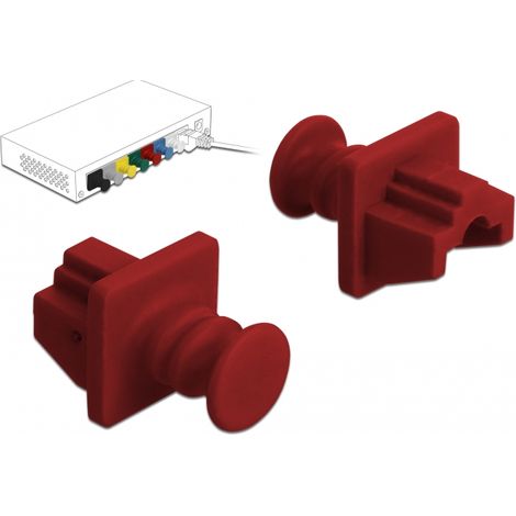 Delock Cubierta antipolvo para RJ45 hembra, 10 unidades rojo