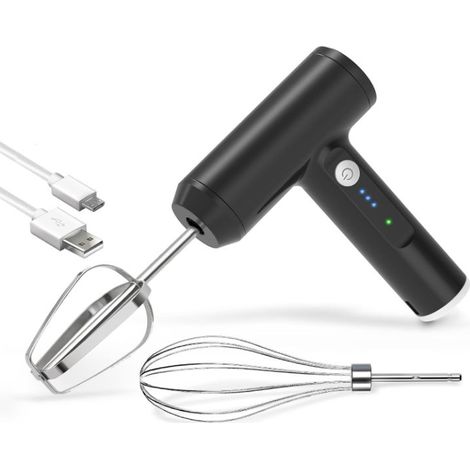 Batteur à main – Batteur à œufs électrique sans fil, batteur électrique portable à main avec 3 réglages de vitesse, fabriqué en acier inoxydable 304.