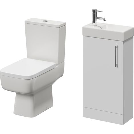 Napoli Cube Gloss White 400mm Single Door Vanity Unit and Toilet Suite with Align Basin - 400mm - Chrome 160mm Handle