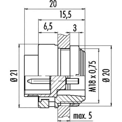 Connecteur Ronde - Cosse Cylindrique Mâle - 3 Pôles - Série 678 - 1 Pièce (1/3)