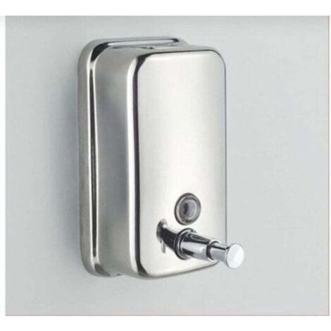 Distributeur de Savon Mural 500 ML Manuel en Acier Inoxydable 18/10 (Argent) (1/4)