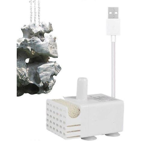 Pompe submersible 200 L/heure, mini pompe de fontaine USB ultra-silencieuse avec 2 buses, adaptée aux aquariums, bassins à poissons, fontaines, systèmes hydroponiques, bains d'oiseaux et petits étangs (1/5)