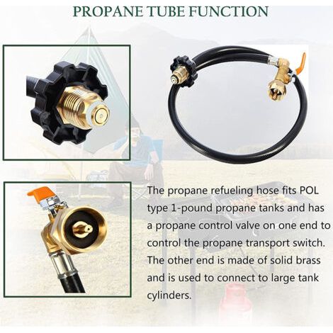 Adaptateur de remplissage de propane, rallonge de tuyau de propane avec vanne marche/arrêt (1/3)