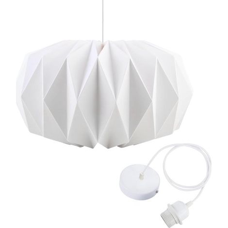 Lampenschirm aus Papier mit Kabel für E27-Fassung – minimalistische Pendelleuchte für Zuhause, Café oder Studio (1/5)