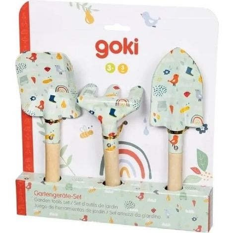 Outil de jardinage goki spring garden tool set bois métal 20.5 cm