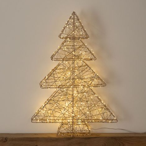 60cm Gold Light Up Christmas Tree with 300 Warm White LEDs & Timer (1/5)