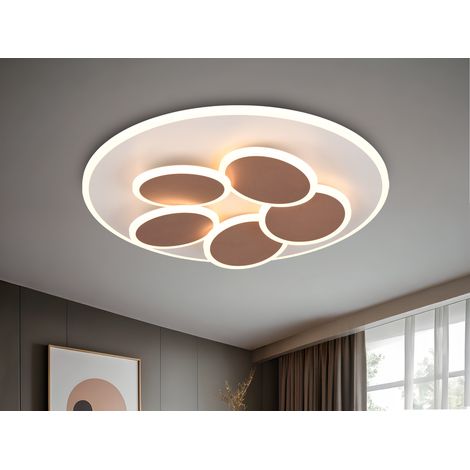 LED Deckenleuchte MANDALA Grau Braun mit Fernbedienung dimmbar, Tageslicht Ø49cm