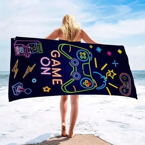Ensemble de serviettes de plage en microfibre, extra large, séchage rapide, douces, anti-sable, 76 x 152 cm, pour enfants, femmes et hommes, accessoire indispensable pour la piscine, la natation et la (1/5)