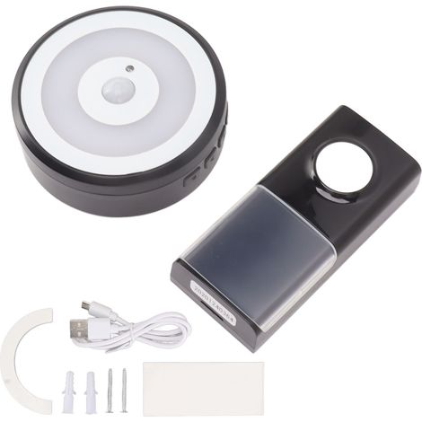 Suoneria per citofono musicale, ricevitore USB con rilevamento PIR per sistemi di sicurezza domestici, edili, per uffici, hotel e famiglie (nero) (1/5)