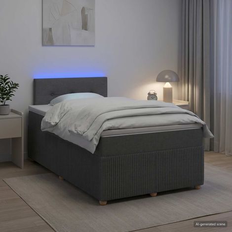 Cama box spring con colchón Gris oscuro 120 x 200 cm Tela (1/5)
