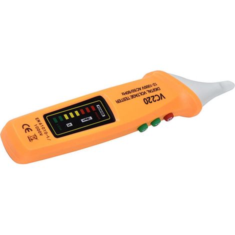 Testeur de tension sans contact 12-1000V, détecteur de volt avec écran LCD, alarme sonore et lumineuse, mesureur de tension électrique portatif. (1/5)