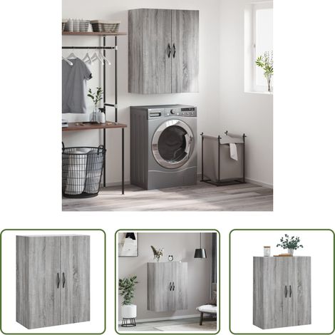 Holzschrank - Wandschrank Grau Sonoma 69,5x34x90 cm Holzwerkstoff (1/5)