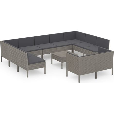 Maison Exclusive - 12-tlg. Garten-Lounge-Set mit Auflagen Poly Ra