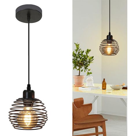 schwarze Metall-Pendelleuchte E27 im Vintage-Retro-Industrie-Stil, geeignet für Küche, Esszimmer, Wohnzimmer, Arbeitszimmer, Büro und Restaurant (Leuchtmittel nicht enthalten)