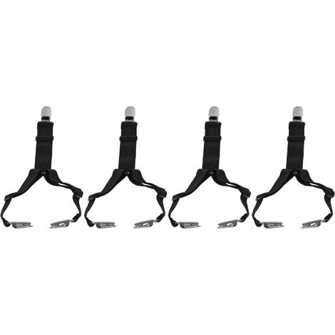 Set mit 4 rutschfesten Clips zur Befestigung von Bettlaken, schwarze Matratzenbefestigungen (1/5)