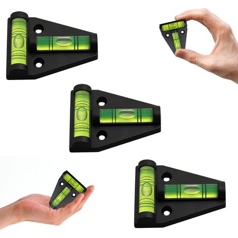 Kleine Wasserwaage, T-Typ-Wasserwaage, Mini-Wasserwaage aus Kunststoff, Taschenwasserwaage, Mini-Wasserwaagen-Zubehör für Wohnmobile oder Wohnwagen – 58 x 43 x 13 mm, 3 Stück (1/5)